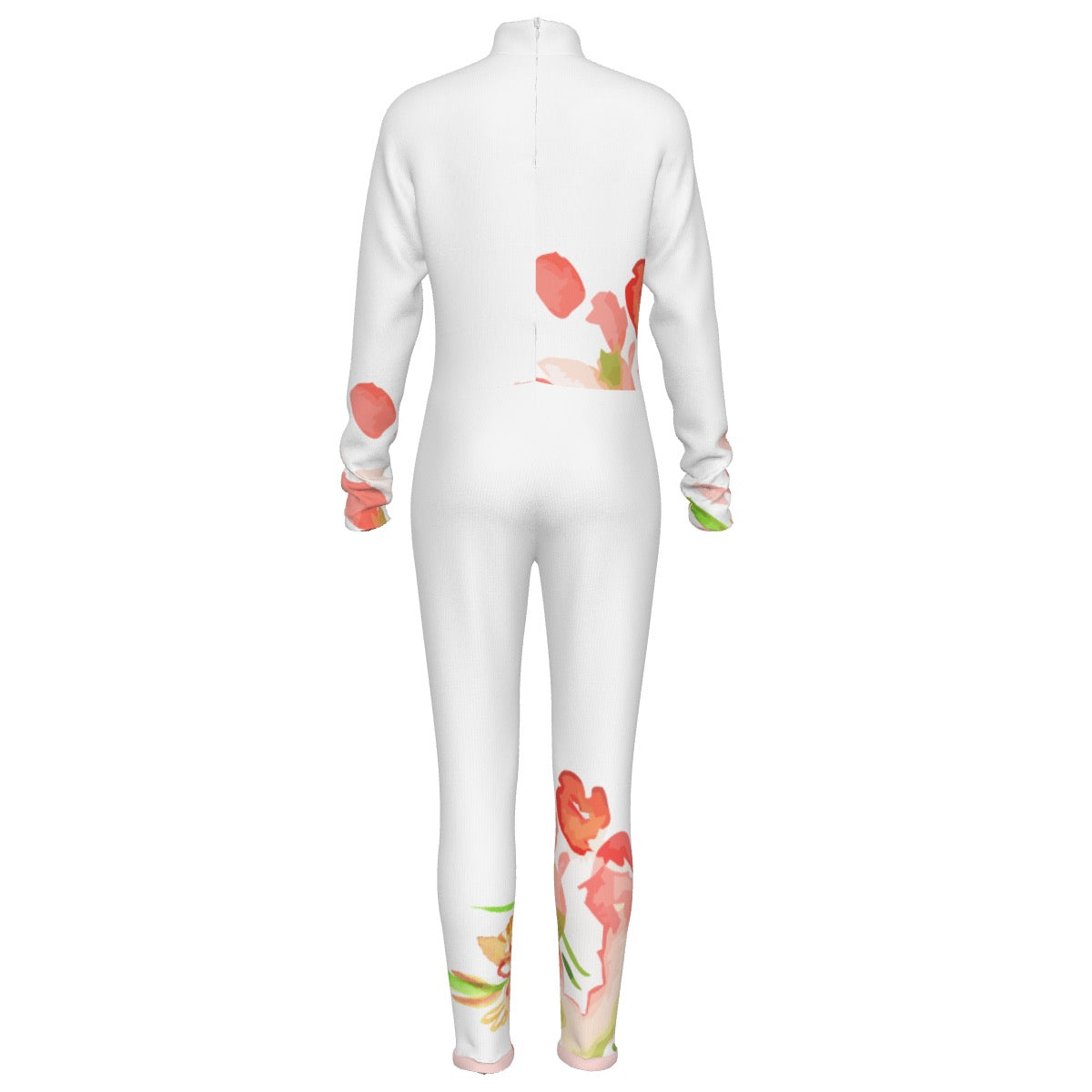 All-Over Print Women's Long-sleeved High-neck Jumpsuit With Zipper